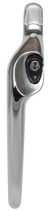 ERA Maxim Offset Locking Window Handle Left Hand Polished Chrome | PVC Windows Handle Replacement | Silver Chromed Handle with Keys