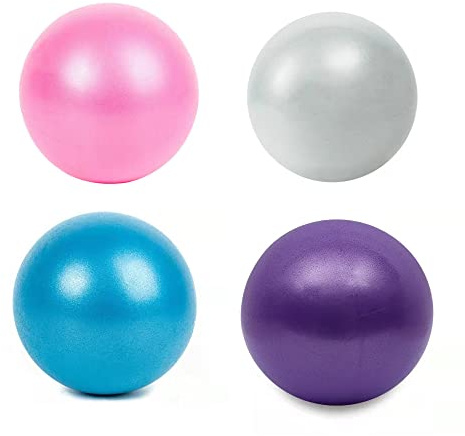 Naisfei 4 Pcs Exercise Ball, 25 cm Soft Yoga Ball, Baby Soft Non-Slip Gymnastics Ball with Pump, Fitness Ball, Small for Yoga, Stretching and Core Fitness