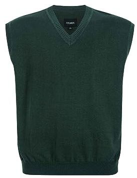 Krumba Hommes Pull Gilet pour Plus Taille: Grande Hauteur Col V sans Manches Tricoter Coton Arrêtez-Vous Vert 6XL