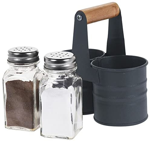Salt- och pepparströare, ströböcker, kryddburkar, kryddset med stativ, set om 3