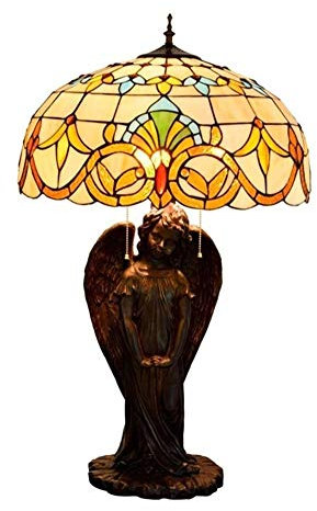 GAUUA Tiffany Table Lamp Pastoral Baroque Tiffany Style Desk Lamp Base Glass Wasc For Living Room Bedroom Office 5081CM