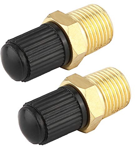 2PCS Valve de Remplissage de Réservoir de Compresseur d'Air, 1/8 Valve de Réservoir NPT MPT Valve Schrader en Laiton La Valve de Réservoir en Laiton Comprend des Capuchons de Protection