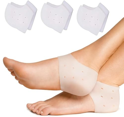 3 par silikon hälkuddar, hälskydd av gel, inlägg för plantar fasciit, lämplig för hälsmärtor, torra sprickor