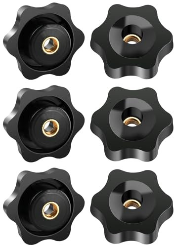 FOMGIIN 6 Tornillos de Estrella M5, Tornillos de Mariposa de 25 mm de Diámetro Exterior, Tuercas de Perilla Palomilla de Sujeción Estrella, Rosca Tornillo de Mariposa Negros, Tuercas de Mariposa