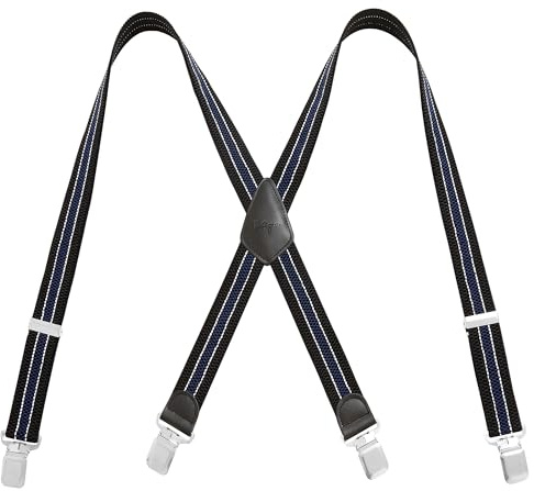 Lafayon Bretelle Uomo 4 Clips X-Back Larghezza 4 cm Elastiche Regolabili e Resistenti con Clips Durevoli in Metallo