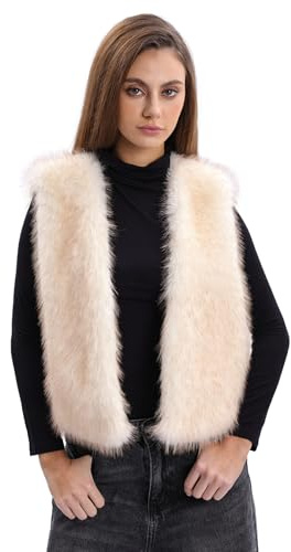 Amazhiyu Veste en fausse fourrure pour femmes, gilet sans manches duveteux en fausse fourrure pour hiver et printemps, cardigan à devant ouvert décontracté, gilet en fausse fourrure, vestes légères