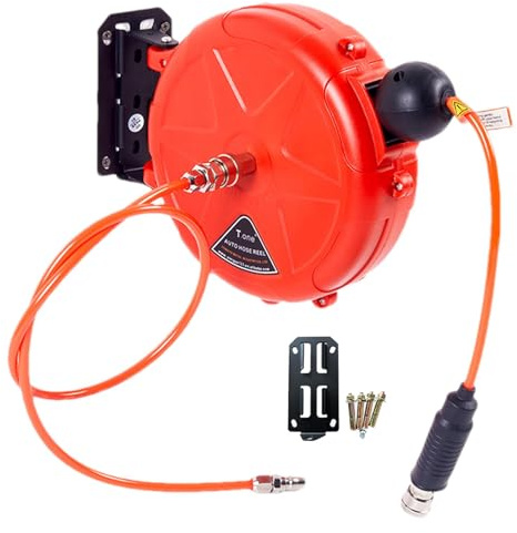 Avvolgitubo dell'aria da 10 m, oscillazione montata a parete con ritorno automatico, supporto girevole e attacco rapido, accessorio indispensabile per il compressore d'aria per garage, officina