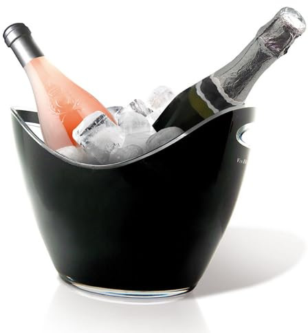 PRENDELUZ Cubitera - cubitera Negra para 2 Botellas, Fabricada en plástico Durable, Ideal para Mantener Bebidas frías en reuniones o Fiestas.