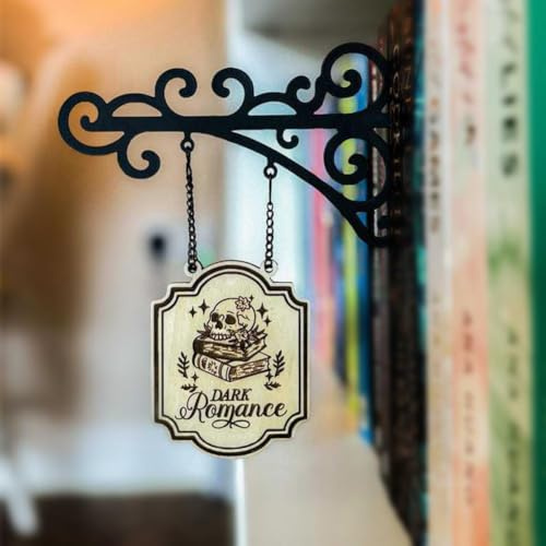 Signes de taverne Book Nook – Étiquettes d'étagère de genre avec supports de suspension, panneaux de genre livre pour bibliothèque, panneaux de genre livre pour bibliothèque, panneaux de catégorie les