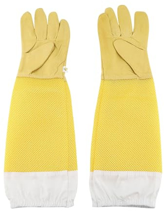 Par de guantes de apicultor de cuero - Guantes protectores transpirables | Guantes de protección de abejas duraderos Material de malla de seguridad Accesorios apicultura Apicultura Jardín Trabajo