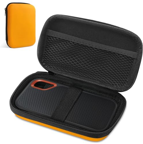 AMFUN Kabelväska, elektronisk väska, väska för hårddiskar, elektronikväska, universal resekabelväska, bärbar kabelorganisatör för mobiltelefonladdningskabel, powerbank, USB-enheter, #4 Orange, 14*10