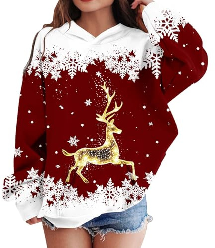 Generisch Sweatshirts pour filles, tout-petits, chemises pour enfants, vert changeant pour pull, rouge, 9-10 ans