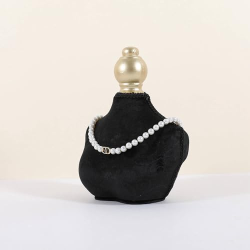 GemeShou Velvet necklace holder display stand, Black jewelry necklace display for selling, necklace mannequin for jewelry, necklace bust jewelry display for CountertopăBlack-Low versionă