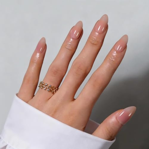 Nymora Set di 30 Unghie Adesive Rosa, Unghie Artificiali Corte con Unghie da Appoggiare, Unghie Finte Lucide Gel per Donne