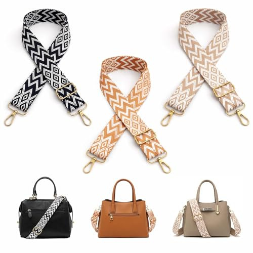3 Correa Bolso Bandolera Ancha, Ajustable e Intercambiable, Accesorio Universal con Clips Metálicos Giratorios para Hombre y Mujer, Correa de Repuesto Resistente para Bolsos, Mochilas