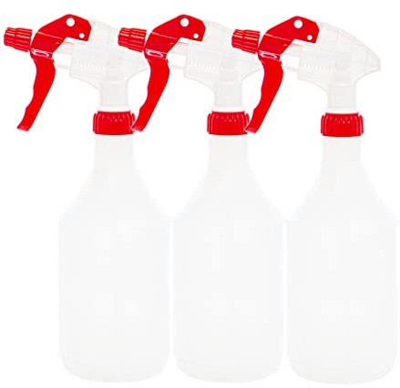 Clay Roberts Water Spray Bottles, Mist and Jet Settings, Pack of 3, Red, 750ml, Measuring Gauge, Red Spray Bottles, Cleaning, Gardening, Sprayer Bottle, Water for Cleaning