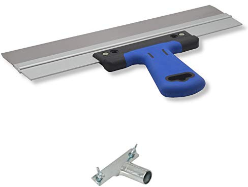 DEWEPRO® Spatola per Superfici e Facciate per Lisciatura - Con Supporto per Manico - Spatola in Acciaio Inox con Supporto in Alluminio e Impugnatura Morbida a 2 Componenti - Dimensioni: 350x50 mm