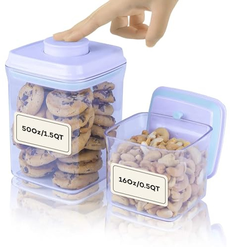 iChewie BopTop (Juego de 2 piezas)- Contenedor Hermético de Almacenamiento de Alimentos - Envase de Sellado Mecánico de Silicona – Apilable, Libre de BPA – 500ml / 1500ml