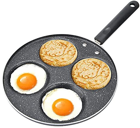 poêle à pancakes,Poêle à Pancakes de 4 Trous,4 Trous Mini Poêle à Crêpes,poele a pancakes,poele pancakes induction,poêle à pancake, poêle à œufs antiadhésive poêles à frire pour pancakes, œufs, 24cm