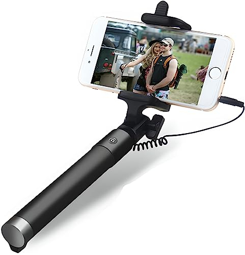 Retoo Palo Selfie Extensible de 74 cm con rotación de 360 Grados, monopié Antideslizante con Mango y Zona de Agarre de 90 mm, monopad para autorretrato, iOS, Android, Smartphone, Color Negro