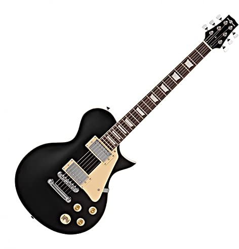 Electric Guitar with 2 Humbuckers New Jersey by Gear4music | Dual closed humbucking pickups for authentic rock tones, carved flamed maple top, maple neck for sustain