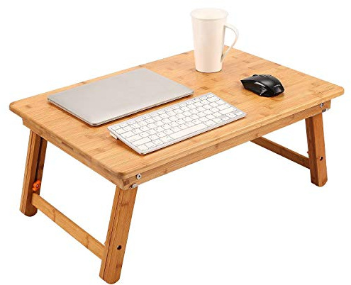 Vassoio colazione, vassoio da letto, tavolo con gambe pieghevoli, scrivania per laptop in bambù, vassoio da portata, scrivania, vassoio snack per divano, letto, mangiare, lavoro ( Bamboo 29.5inch)