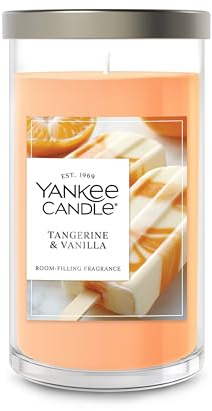 Yankee Candle Medium Pillar Scented Candle with up to 115 Hour Burn Time, Premium Plant Wax Blend for Consistent Burn, 14.25 oz Pillar Candle with Room Filling Fragrance, Tangerine & Vanilla