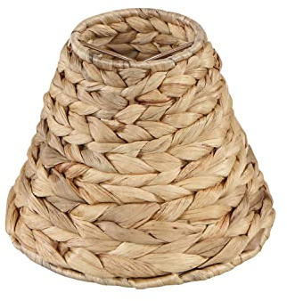 Aspen Creative 51004 Empire Clip On Chandelier Water Hyacinth Lamp Shade, 3 Top x 6 Bottom x 4-3/4 Slant Height
