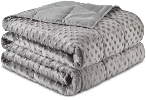 Sivio Weighted Blankets for Adults, Soft Minky Heavy Blanket for Calm Sleeping, Brethable Cooling Weighted Throw Blanket for Men and Women, Grey, 60 x 80in, 15lbs