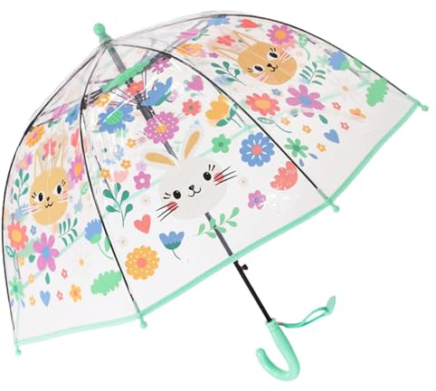 ThreeH Paraguas de burbuja transparente para niños Windpoof Superficie de flor ligera para niños y niñas de 3 a 10 años,Verde