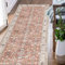 TOPICK Area Teppich Wohnzimmerteppich Vintage Blumenteppich rutschfest Faltbar Dünner Waschbar Läufer Bodenbelag für Innenbereich Büro Schlafzimmer Küche 60x180cm Ziegelrot