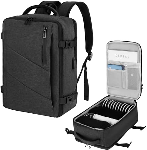 VOESLD Rucksack Herren Damen 55x40x20, Handgepäck Rucksack Dunkelgrau Laptop Wasserdicht, Reiserucksack. 44L