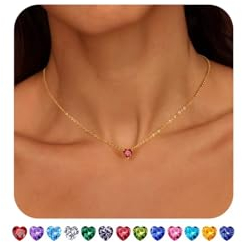 TINGN Valentinstag Geschenke für Frauen Teenager Mädchen - Jan Geburtsstein Granat Kette, Goldkette Damen, Kette Damen, Vergoldete Kette, Gold Schmuck Halskette, Kette mit Anhänger, Necklace Women