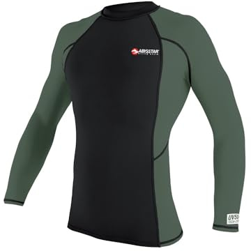 Abysstar Herren Maglia Uomo Protettiva Con Maniche Lunghe In Lycra Rash-Guard-Shirt, schwarz/grün, XL-XXL