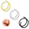 ESHIONER Double Nasenring Hoop für einzelne Piercing Spirale Nase Ringe Piercing Schmuck Dünn Klein 20 Gauge Hypoallergen 8MM 3PCS Silber Gold Schwarz Twist Nasenpiercing Ring für Damen G23 Titan
