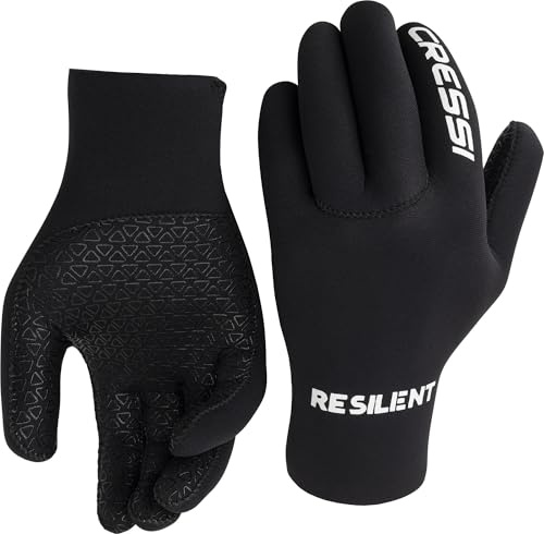 CRESSI Resilient Gloves - Gants Unisex Ultra Grip en Néoprène Souple Noir, Plongée Pêche Apnée Surf Paddle Kayak Natation