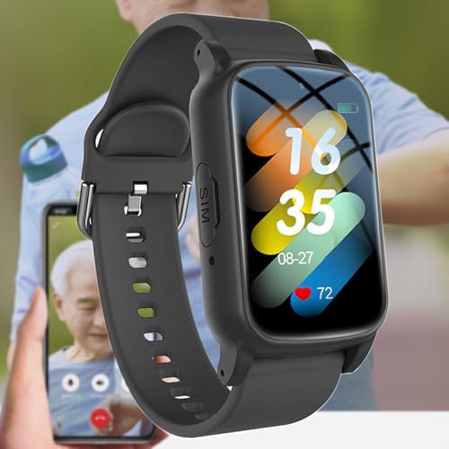 Weyot Pulsera SOS para Personas Mayores, Reloj localizador Personas Mayores GPS, Reloj Inteligente con detección de caídas, Pulsera de posicionamiento GPS,Black