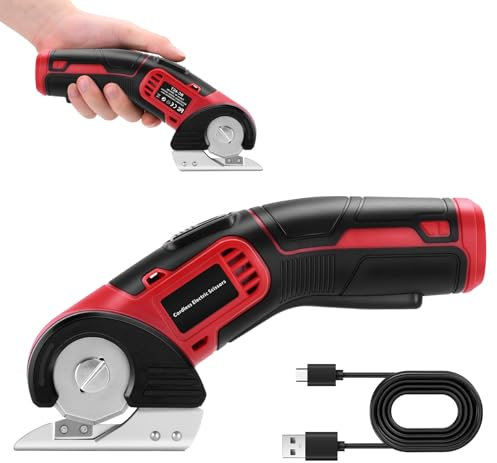 Wiederaufladbare elektrische Schere - 4V Multifunktionale elektrische Papierschere mit Sicherheitssperre schneidet bis zu 6mm dick, Kartonschneider schneidet Papier, Bastelarbeiten elektrisch