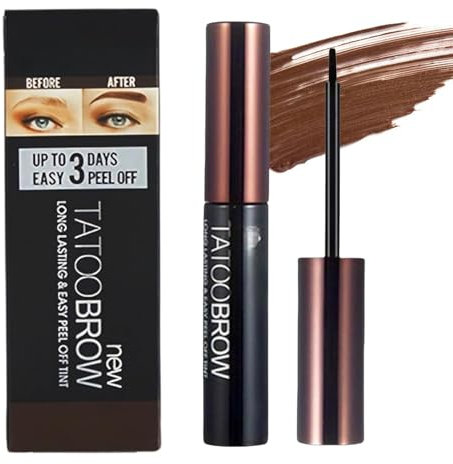 Light Brown Tattoo Brow Peel Off Gel Tint - Semi-Permanent, Waterproof, Lasts Up To 3 Days - Dye for Eyebrow Coloring - Easy Peel