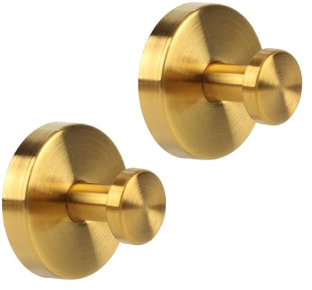 HZPZPP |Suction on Wall Wooks for Bathroom| Stainless Steel Waterproof Suction Hooks Without Drilling, Suitable for Bathroom Shower Towel Kitchen Glass Doors (2Pcs Golden)