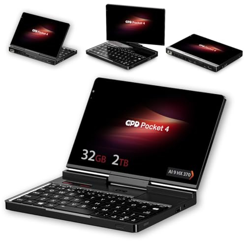 Pocket 4 Mini Laptop 8.8 2.5K 144Hz Touchscreen with AMD Ryzen AI 9 HX 370(32GB LPDDR5X | 2TB SSD) Wi-Fi 6E, Bluetooth 5.3, Modular AI Handheld PC, for Gamers/Developers/Professionals/Travelers