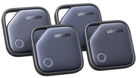 UGREEN FineTrack Finder Tag Traceur Fonctionne avec Find My (iOS Uniquement) 2 Ans Batterie Localisateur d'Objets Bluetooth pour Clés Valises Portefeuilles Wallet Bagages Sacs Lot de 4