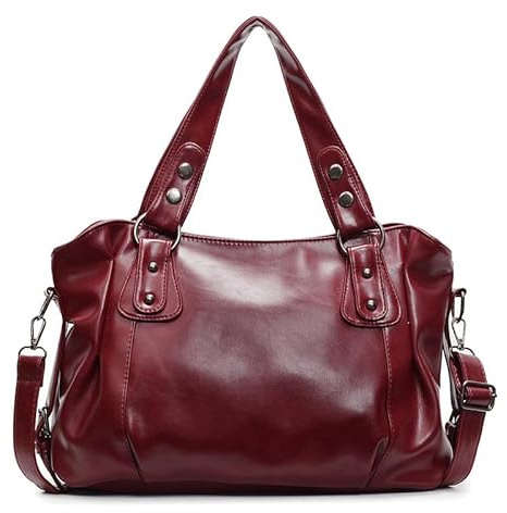 Coolives Sac Cabas avec bandoulière Hobo Sacoche pour Femme Sacs à Main portés épaule Sac Amain portés Main en Cuir PU Sac bandoulière pour Dames Mère Rouge