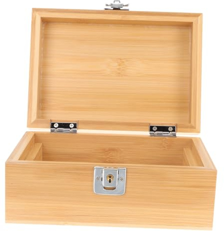DEARMAMY Humidor Compatto Portasigari in Legno 17,9x8,3x12,7 Cm Umidificatore, Scatola per Sigari da Viaggio Resistente All’usura, Custodia Portatile per Conservazione e Trasporto