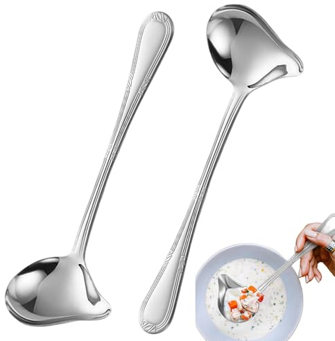 YRUHAN 2 Pezzi Cucchiaio a Becco D'anatra, Cucchiaio per Salsa a Becco D'anatra, Mestolo Salsa in Acciaio Inossidabile, Versamento Uniforme, Liscio e Facile da Pulire, Adatto per Versare Salsa