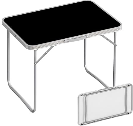 Relaxdays Campingtisch, Faltbarer Beistelltisch, HBT 68,5 x 70 x 50 cm, Camping & Picknick, Klapptisch Alu, schwarz