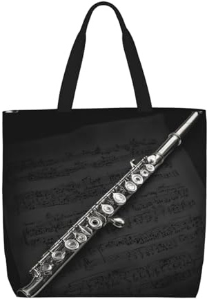 LXCNQFN Sac fourre-tout pour femme - Sac d'épicerie pliable - Réutilisable - Motif girafe, Musique de flûte, Taille unique