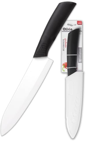 IPEA Coltello in Ceramica per Frutta, Verdura, Carne - [LAMA 15,2 CM ] - Coltello Chef da Cucina Multiuso con Lama Affilata per Tagliare e Spelare Cibo e Ortaggi - Con Coprilama e Manico Antiscivolo