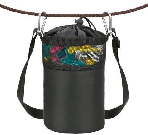 YFHUVB Clothes Peg Bag, Peg Basket for Washing Line, Waterproof Peg Bag with Shoulder Strap, Large Peg Bag for Outdoor Laundry, 22cm x 15cm Size with 160cm Strap