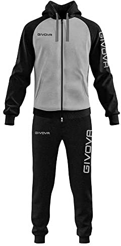 GIVOVA TUTA SUPER KING FELPA GRIGIO MELANGE CHIARO/NERO Tg. XL